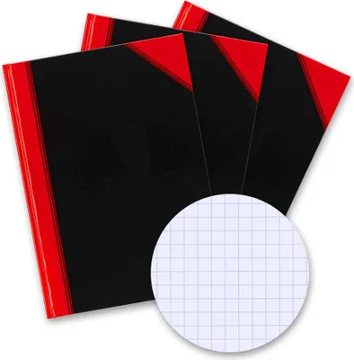 Produktbild von Bantex Notizbuch A5 kariert, Hardcover, 192 Seiten, schwarz, 3er-Pack