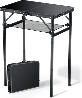 Produktbild von Klapptisch - Picknicktisch - Aussensitzen - 3 Höhen verstellbar - 60 x 40 cm - Schwarz