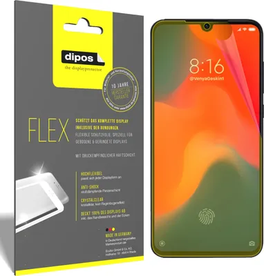 Produktbild von 2x Schutzfolie für Xiaomi Mi 9 Pro Folie, 100% Displayabdeckung, dipos Flex