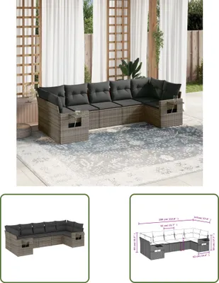 Produktbild von The Living Store 7-tlg. Garten-Sofagarnitur mit Kissen Grau Poly Rattan