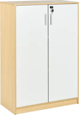 Produktbild von BELIANI Büroschrank Hellbruan und Weiß Holzoptik 117 x 80 x 40 cm Abschließbar mit Schlüssel Aktenschrank Schrank für Wohnzimmer Büro Home Office