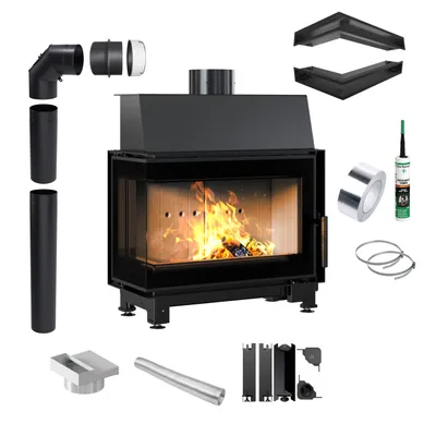 Produktbild von Kamineinsatz aus Stahl KRATKI SIMPLE links 6 kW Ø 150