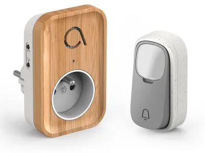 Zdjęcie produktu dla Technologia Kinétic Bamboo Plug 230 V – bezprzewodowy dzwonek bez baterii – Avidsen – 102513