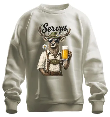 Produktbild von Servus Hirsch Bayern Lederhose Bier Dirndl Wiesn Sweatshirt Pullover, Natur, M
