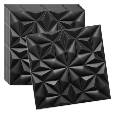 Zdjęcie produktu dla Verdico | Panele ścienne z polistyrenu 3D - Czarne - 50x50 Cm - 12 sztuk - Panele sufitowe - 3 m2