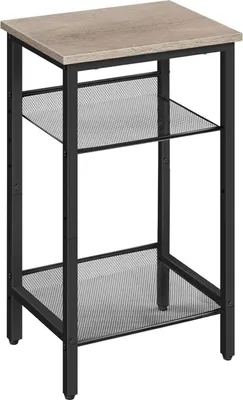 Produktbild von Industrie-Design Beistelltisch mit verstellbaren Gitterablagen 38x28x74cm Grau-Schwarz