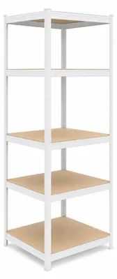 Produktbild von Relaxdays Schwerlastregal, HxBxT: 200x80x60 cm, 875 kg, 5 Ebenen, Lagerregal Keller & Garage, zum Stecken, weiß/braun