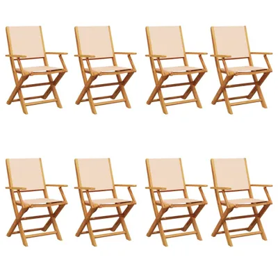 Produktbild von Gartenstühle 8 Stk. Klappbar Beige Stoff und Massivholz