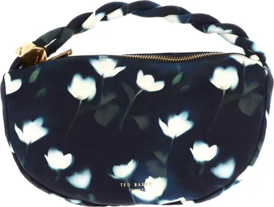 Image de Ted Baker sac à main Isli Satin Statement Hardware Printed Hobo Ba Navy bleu marine