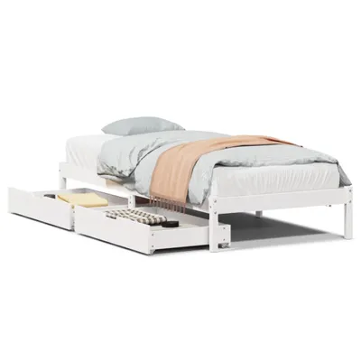 Produktbild von Massivholzbett ohne Matratze Weiß 75x190 cm Kiefernholz