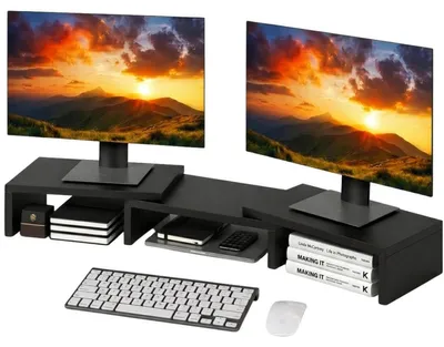 Image de Support d'écran support moniteur - Double support d'écran - 126 mm - Noir