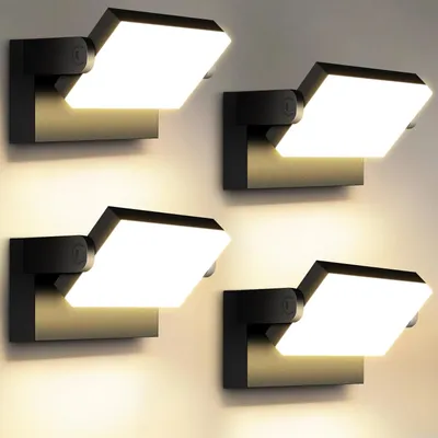 Immagine prodotto di Lampada da parete a LED per esterni ruotabile a 360° Kingwen 40 W 4 pezzi nero 3000 K IP65, Set di 4 pezzi.