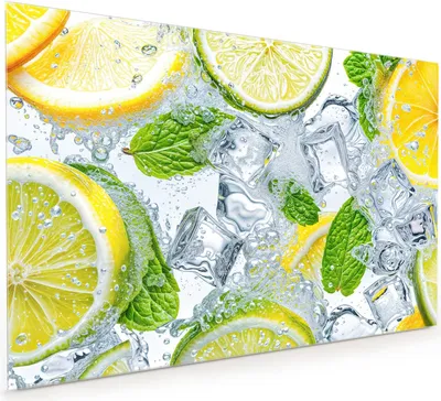 Produktbild von Küchenrückwand Spritzschutz Glas mit Motiv Zitrusfrische 40 x 40 cm