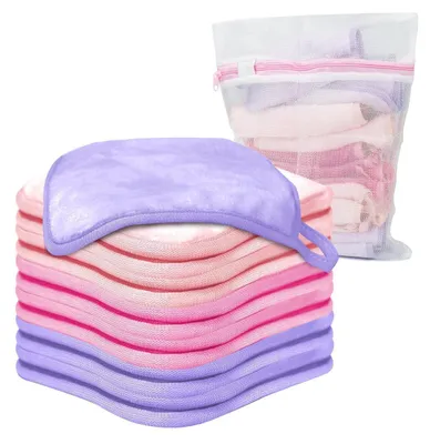 Zdjęcie produktu dla Ręczniki do demakijażu, wielokrotnego użytku, 12 sztuk, 16,5 x 16,5 cm, polar koralowy