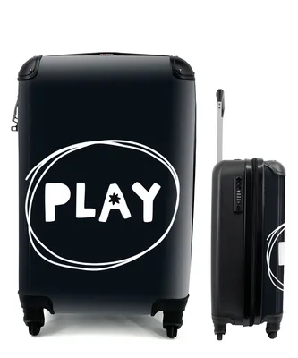 Produktbild von MuchoWow® Koffer Handgepäck Trolley Rollkoffer Kleine Reisekoffer mit 4 Rollen - Zitate - Spielen - Schwarz - Weiß - Jungen - Mädchen - Baby - Cabin Size < 55x40x23 cm & 55x40x20 cm - Kinderkoffer - Kabinenkoffer - Boardgepäck - Reise-Box - Reisekoffer - Reisegepäck - Koffer mit Bild - Trolley für Kinder