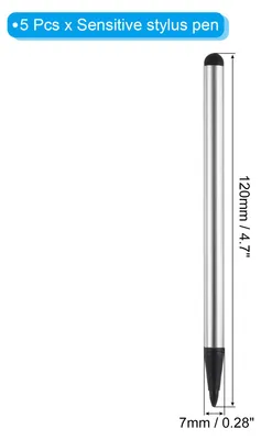 Produktbild von 5 Stš¹ck 2-in-1-Handy-Touchscreen-Stift, Resistiver Stylus-Stift, Aluminiumlegierung mit Widerstand, kapazitive Spitzen, universell, Silber