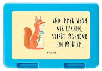Produktbild von Mr. & Mrs. Panda Lunchbox Eichhörnchen Blume - Gelb Pastell - Geschenk, Spruch Positiv, Motivation Sprüche, Eichhorn, Lachen, Deko, Bento Box, Brotbehälter, Snackbox