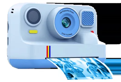 Imagen del producto de Cámara para niños, video HD 1080P, impresión Bluetooth, color azul, con tarjeta de 32GB