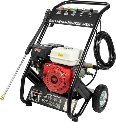 Produktbild von Benzin-Hochdruckreiniger 7,5 PS mobiler Hochdruckreiniger mit 2200 PSI, 5 Düsen, professioneller Hochdruckreiniger für Terrassen, Fahrzeuge, Gehwege und Baustellen