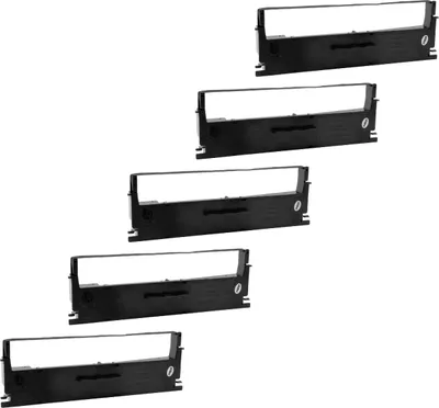 Produktbild von vhbw 5x Farbband Schriftband Ersatz für Epson C13S015624 für Nadeldrucker, Bondrucker - Schwarz