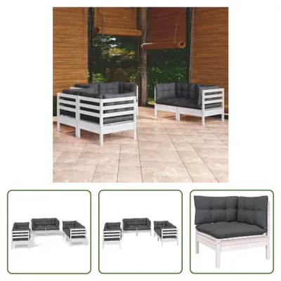 Produktbild von The Living Store 6-tlg. Garten-Lounge-Set mit Kissen Massivholz Kiefer
