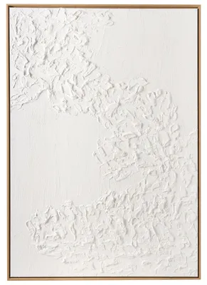 Produktbild von BELIANI Wandbild mit Rahmen Weiß Kiefernholz Kunststoff Abstraktes Motiv Handgefertigt Leinwandbild Wanddekoration Wohnzimmer Schlafzimmer Flur
