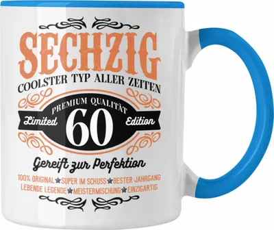 Produktbild von Trendation -  60. Geburtstag Tasse Mann Geschenk 60er Geschenkidee 60 Vater Männer Lustig Geschenke 60 Jahre Alt Mann Männer Vater (Blau)