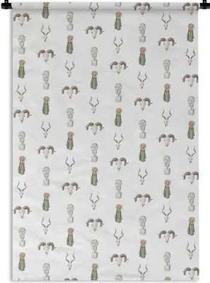 Produktbild von MuchoWow® Wandteppich Wandbehang Illustrationen - Muster - Grau 60x90 cm Tapisserie Dekoration Wandtuch - Foto-Teppich - Abwaschbar