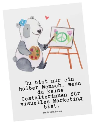Produktbild von Mr. & Mrs. Panda Postkarte Gestalterinnen für visuelles Marketing Herz - Weiß - Geschenk, bildkarte, Postkarten, Ansichtskarte, Ansichtskarten, Fotokarte