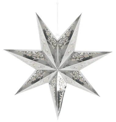 Produktbild von Papierstern Weihnachtsstern Weihnachtsdeko - Silber - 45 cm - Hängedeko zum Aufhängen