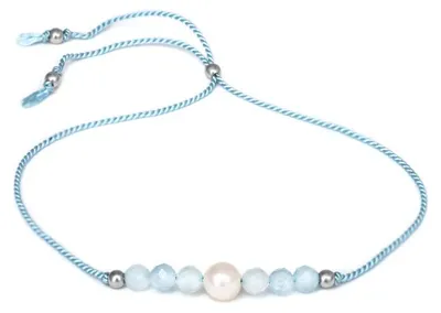 Immagine prodotto di Bracciale a filo con acquamarina e perla di fiume HE06R3S-LB.