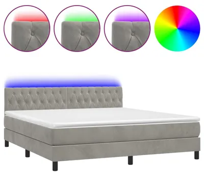 Obrázok produktu pre vidaXL Boxspring posteľ s matracom a LED svetlom sivá 160x200 cm Velvet