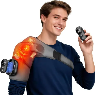 Produktbild von Heiz-Massagegerät für Schulter & kabelloser Knie-Massager, 5 Heizstufen, 5 Vibrationsmodi, 3 Timer, Wärme-& Vibrationsmassage, lindert Gelenkschmerzen