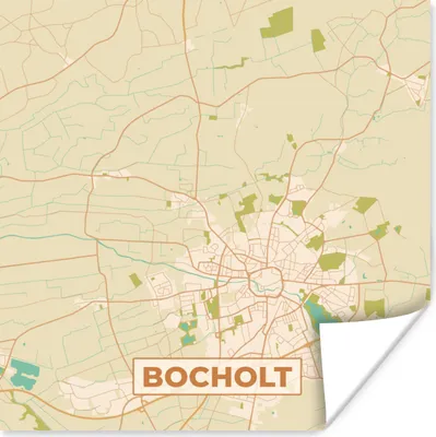 Produktbild von MuchoWow® Poster Karte - Bocholt - Stadtplan - Vintage - Karte 75x75 cm - Wand Dekoration