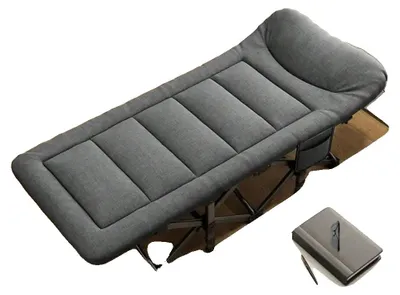Image de Lit de camping, modèle portable, caractéristiques de confort, gris