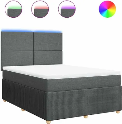 Image de vidaXL Lit boxspring avec matelas gris foncé 160x200 cm Tissu