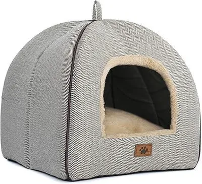 Image de Couchage pour chats d'intérieur, cabane pour chats, tente pour chats avec coussin amovible et lavable