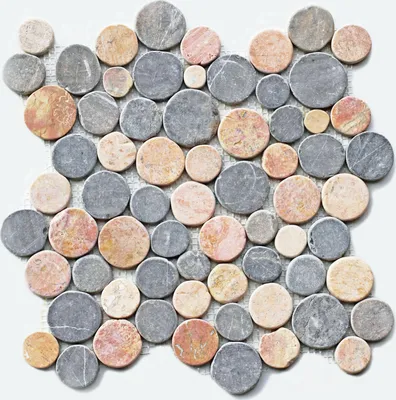 Produktbild von 1 Marmor Naturstein Mosaikfliese CO-007 Stein rund Münzen mediterran Bodenfliesen Fliesen Lager Verkauf Stein-Mosaik Herne NRW