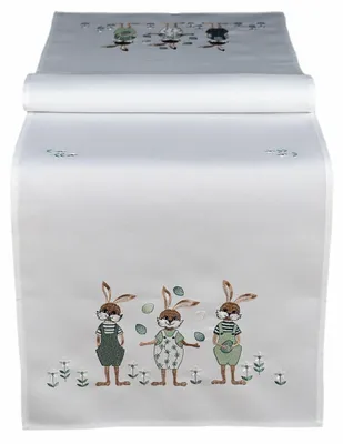 Produktbild von Tischdecke Tischläufer Stickerei Hasenkinder Osterhasen Ostern 40 x 140 cm