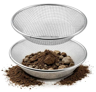 Gartenboden-Sieb 30 cm, 2 Stück, 3 & 6 mm Maschen, Metall