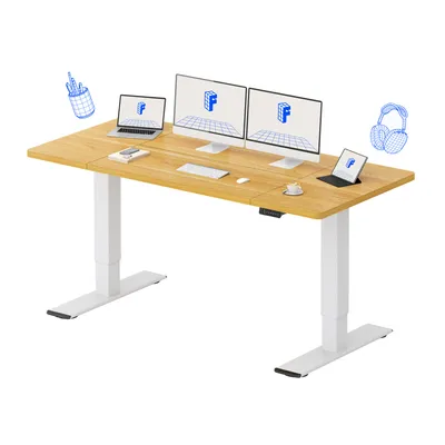 Produktbild von FLEXISPOT Höhenverstellbarer Schreibtisch Elektrisch 160x70cm, 2 starke Motoren, 120 kg Tragkraft, Antikollisionsschutz, 4 Memory-Funktion (Ahorn)