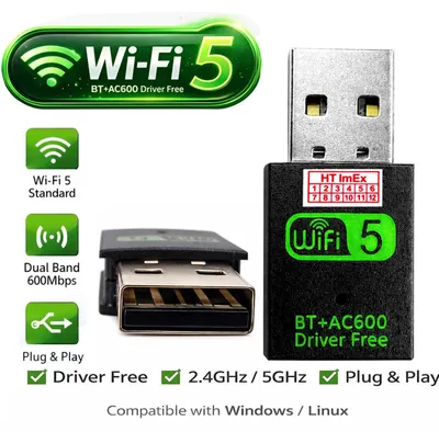 Produktbild von Bluetooth Dongle WLAN Dual Band USB Stick Ac600Mbit/S Adapter Computer PC