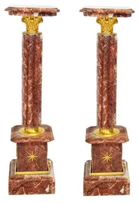 Produktbild von Casa Padrino Barock Marmor Säulen Set in Rot und Gold, 2-teilig, Höhe 100 cm, Breite 30 cm, Tiefe 30 cm