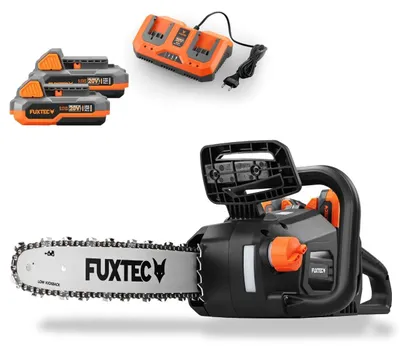 Obrázok produktu pre Akumulátorová reťazová píla FUXTEC 2x20V | dĺžka lišty 14 palcov | batéria a nabíjačka | rýchlosť reťaze 15 m/s| FX-E2KSSET