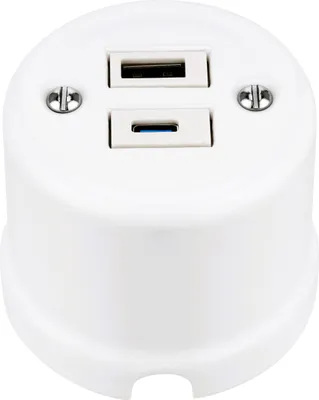 Immagine prodotto di Presa di corrente in porcellana Retro USB-A I USB-C 2-fold I QR1 bianco