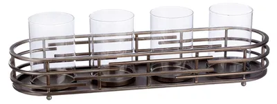 Windlicht Loft aus Metall, antik, silber, 15x58 cm, 4-flammig