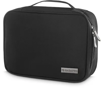 Obrázek produktu pro Kosmetická taška černá, organizér na kosmetiku, ZAGATTO, organizér na kabely, přihrádky na suchý zip, nepromokavý materiál, 25x19x11 / ZG733