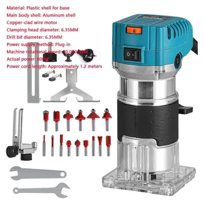 Produktbild von Elektrische Kantenfräse - Style A - 2000 W - Mit Bohrer - 6 Geschwindigkeiten - 30.000 U/min - Für Holzbearbeitung