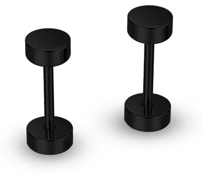 Produktbild von Ohrstecker mit Schraubverschluss Edelstahl 316L Schwarz 4–16mm Fake Plug Tunnel - 4 mm