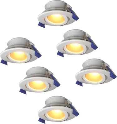 Produktbild von hoftronic LED Einbaustrahler Lima 4W 345lm 2700K GU10 IP65 Weiß Schwenkbar Dimmbar 6er Set